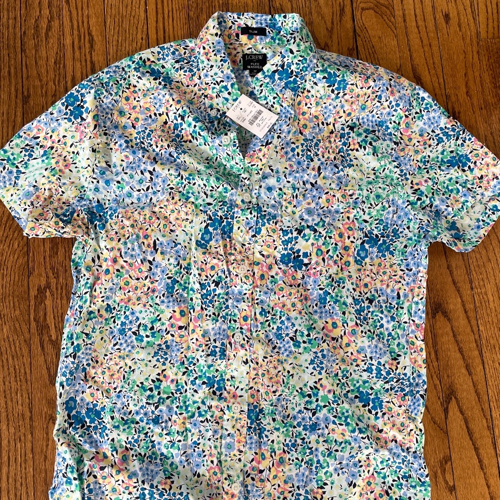 JCrew Flex Washed short Sleeve Button down size Men’s M